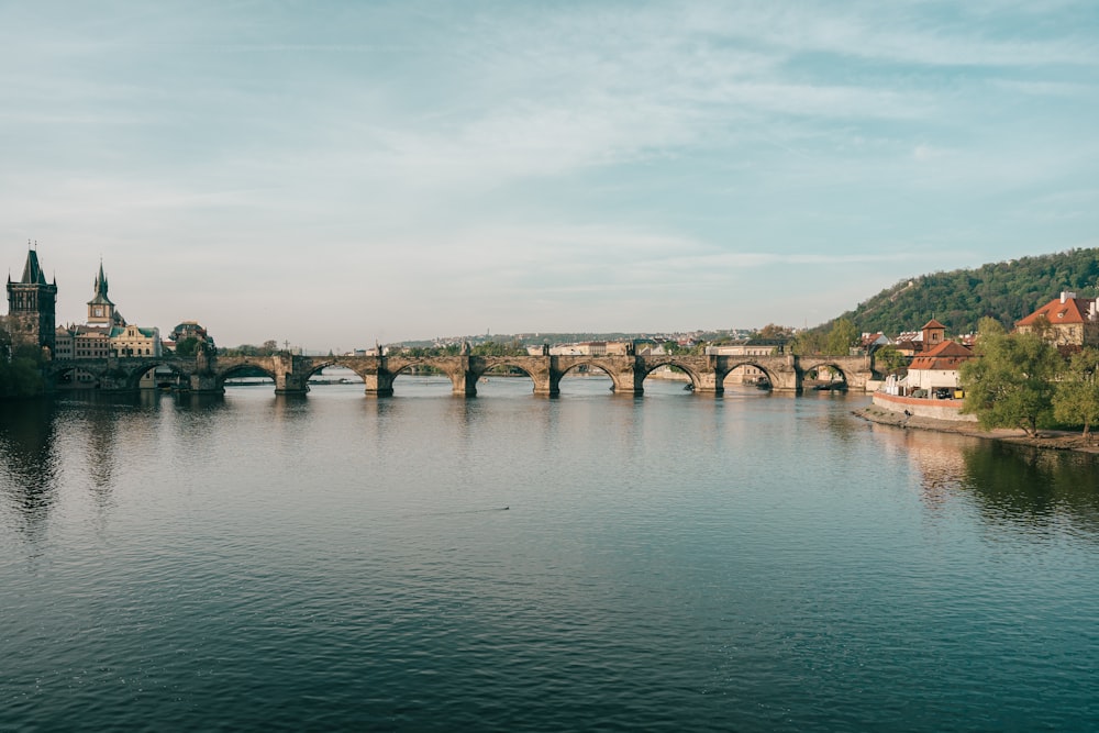 a river that has a bridge over it