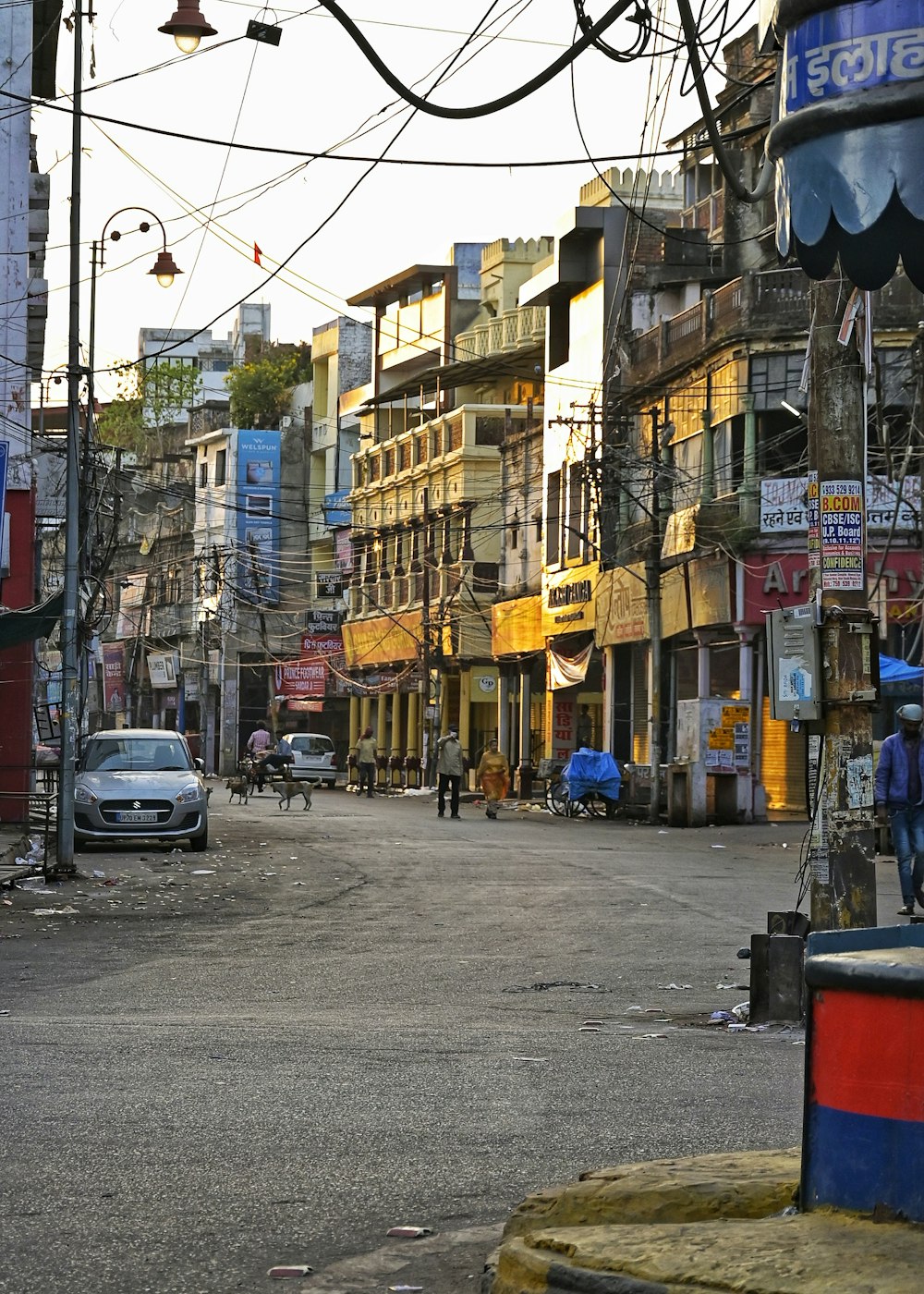 a city street filled with lots of tall buildings