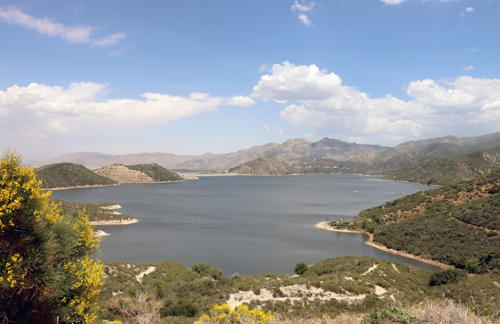 a large body of water surrounded by mountains