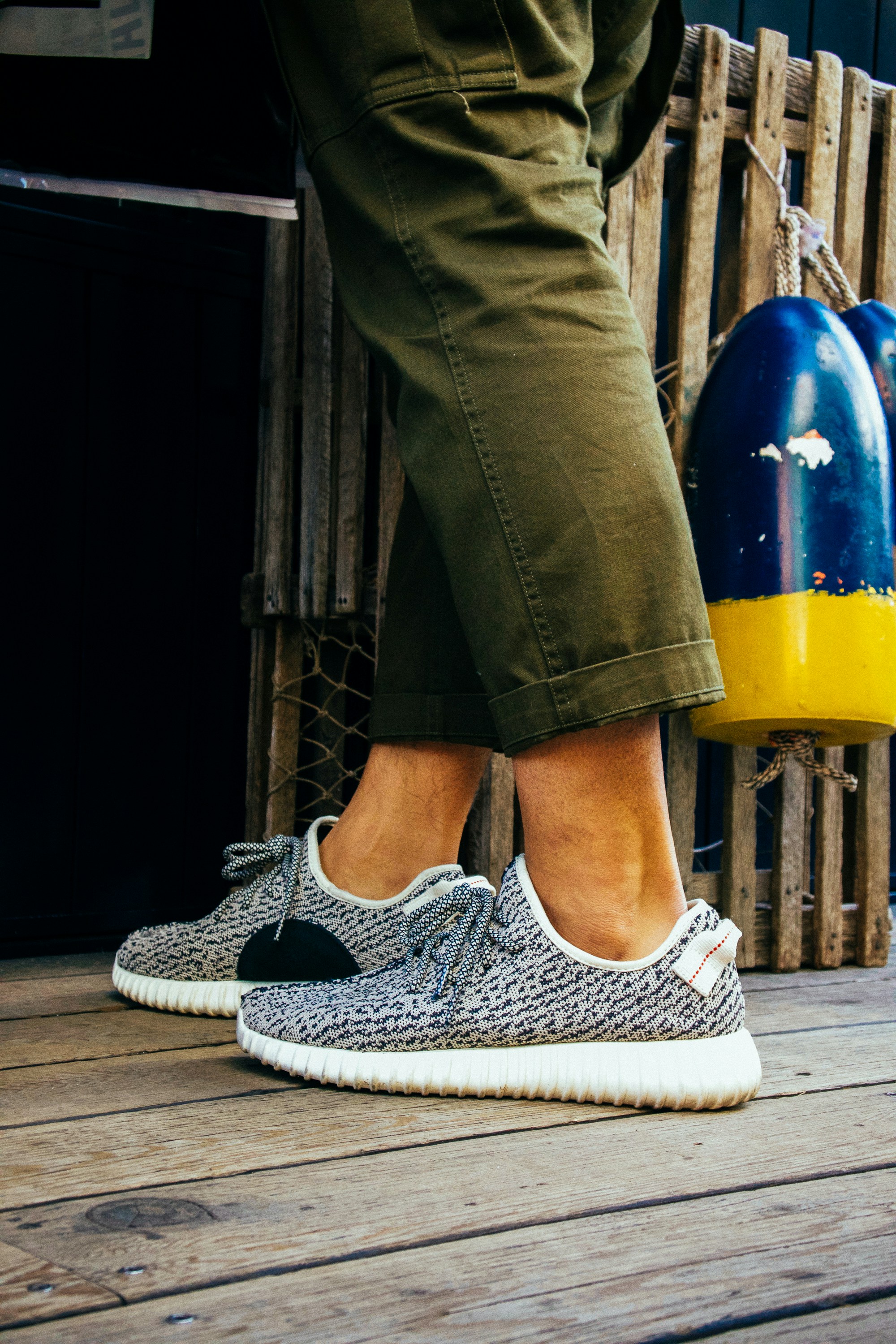 a person standing on top of a wooden platform