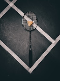 a tennis racket with a piece of cheese on it
