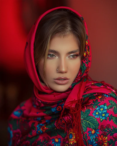 A vibrant acrylic scarf styled with a casual outfit on a sunny day.