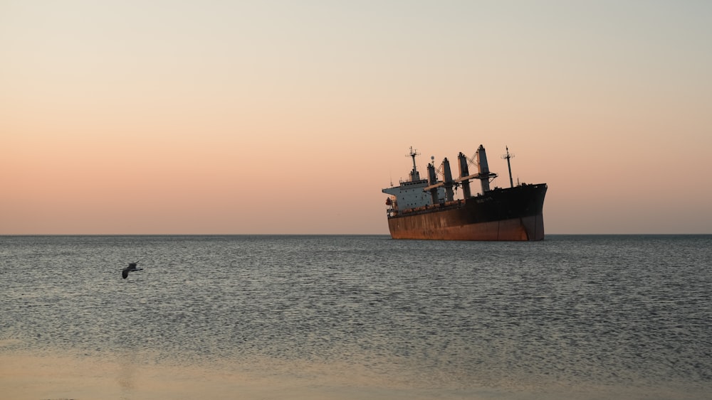 a large ship in the middle of the ocean