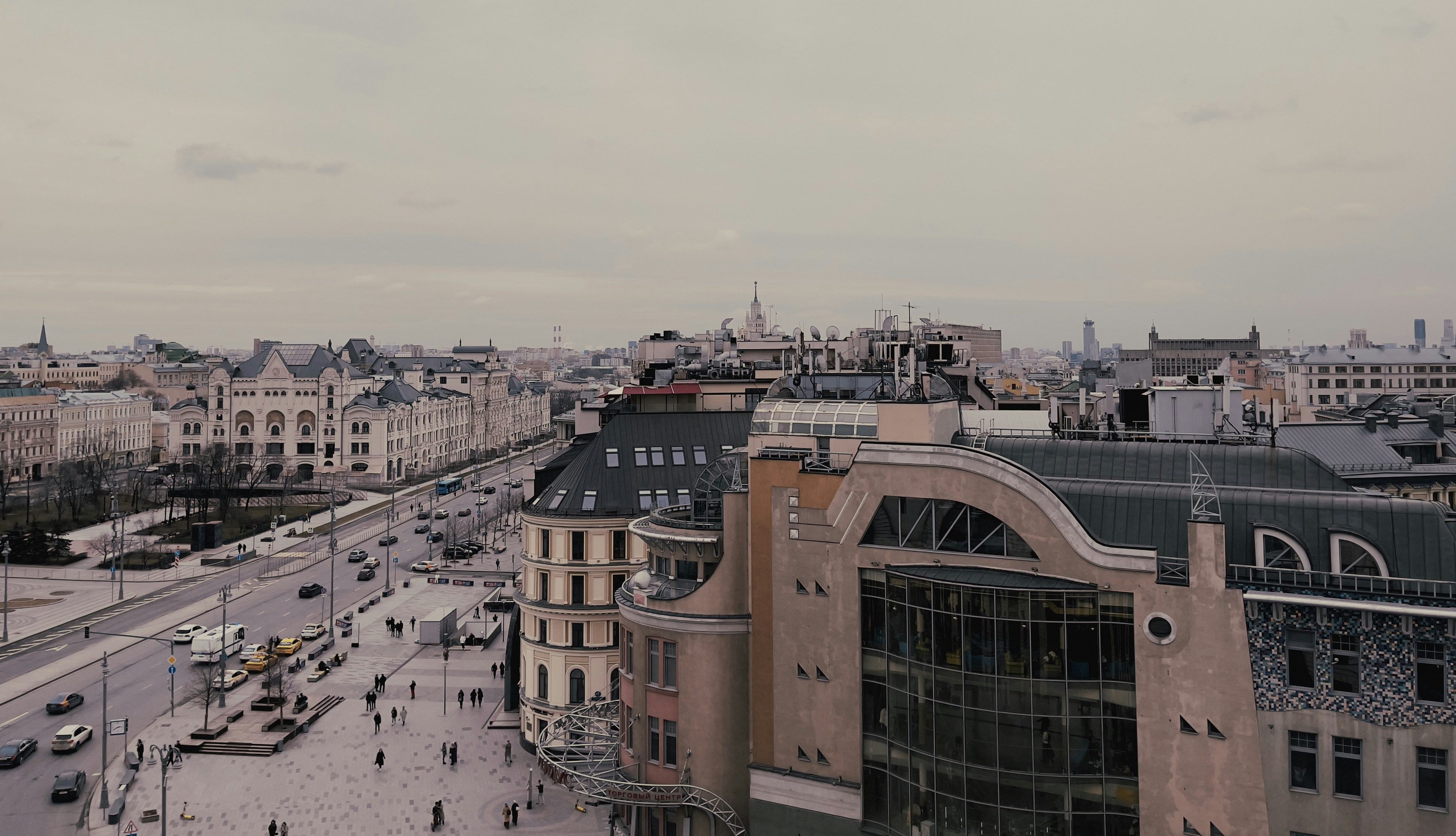 a view of a city from the top of a building