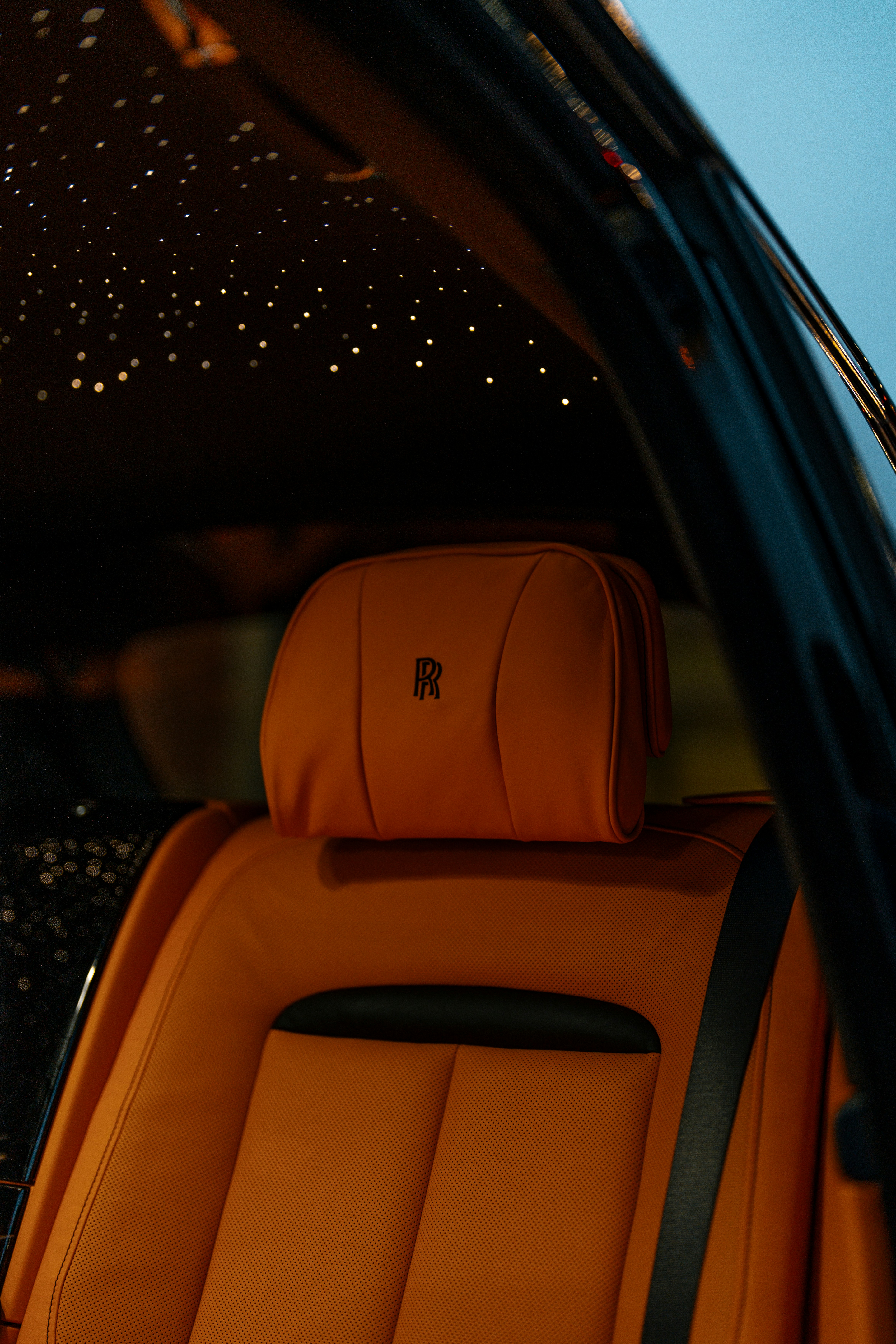 the inside of a car with a seat up