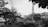 Numerous construction vehicles including cranes and heavy machinery are present at a construction site, surrounded by trees and buildings. The image is in black and white, providing a stark contrast between the machinery and the environment.