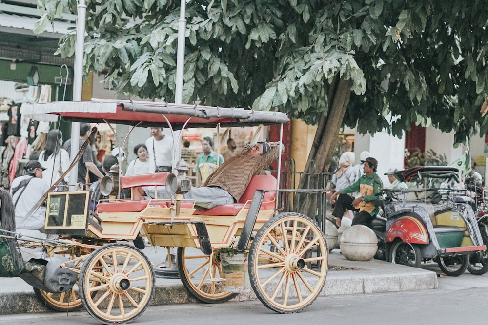 a horse drawn carriage on a city street