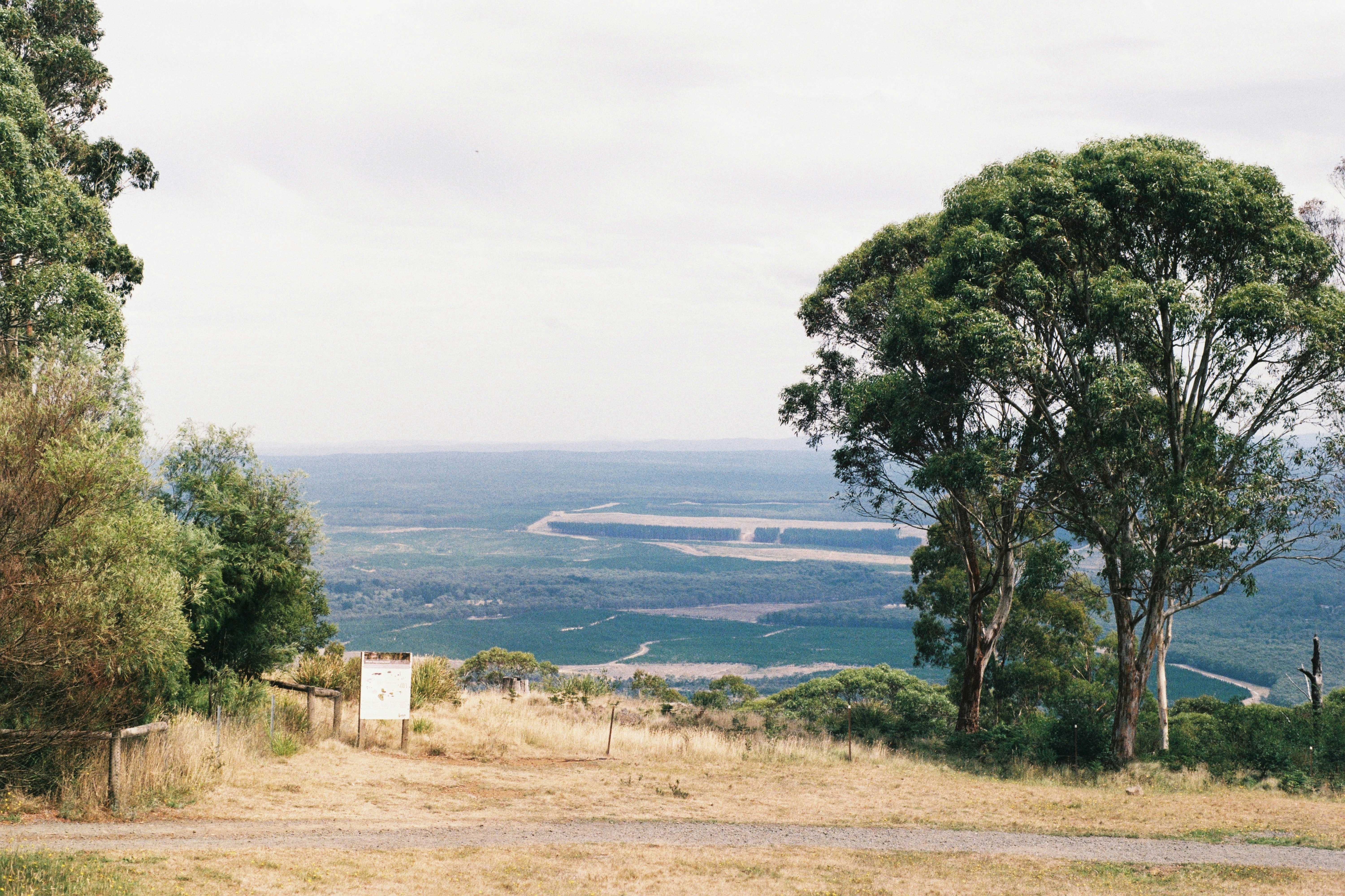 a dirt road on a hill with a view of a valley