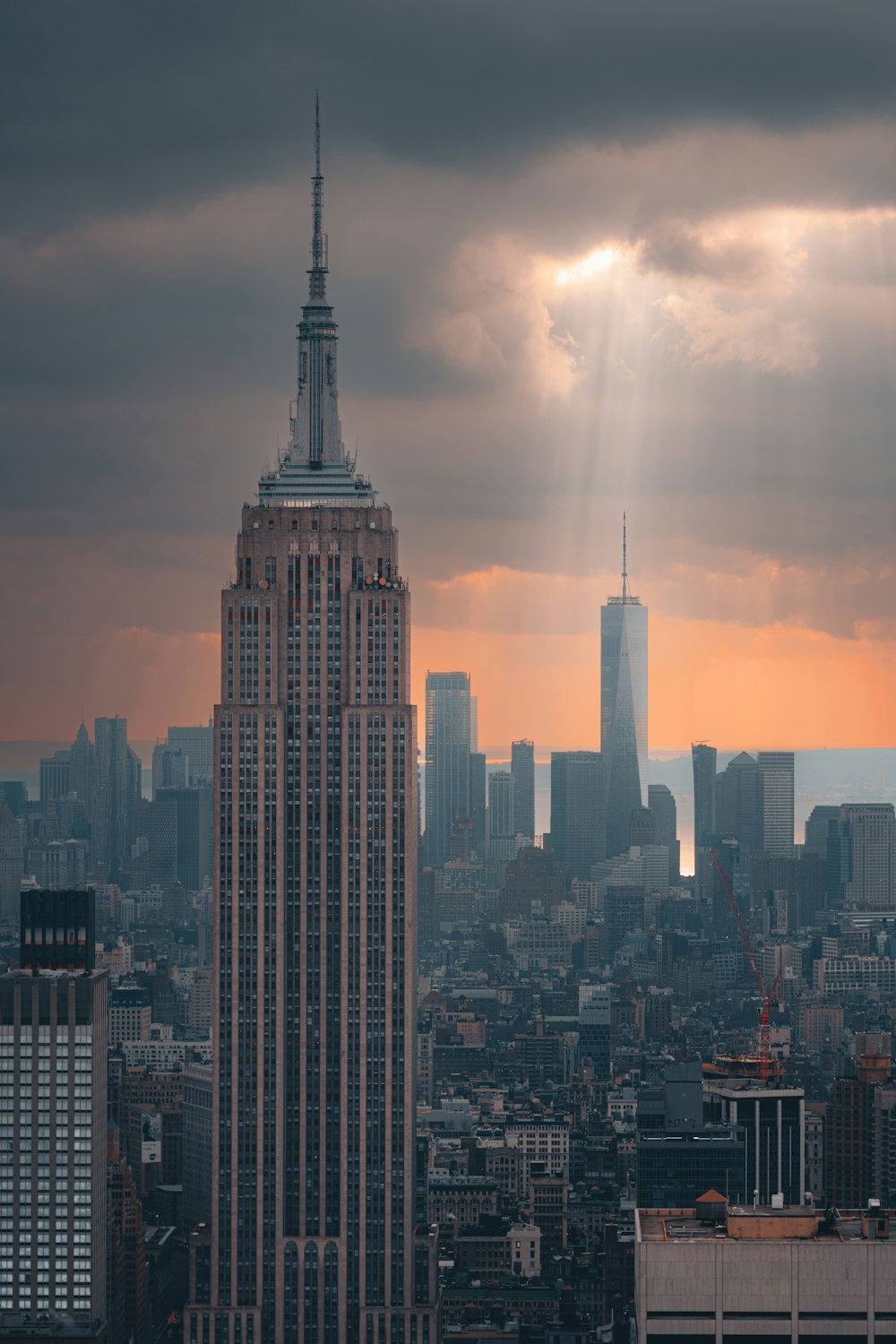 a view of a city with a very tall building