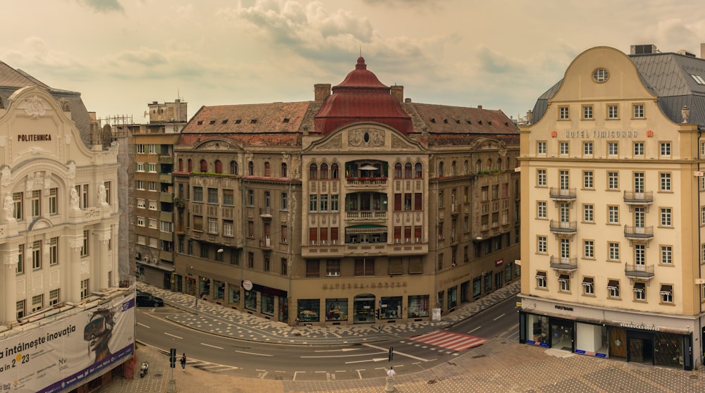 a view of a street in a european city