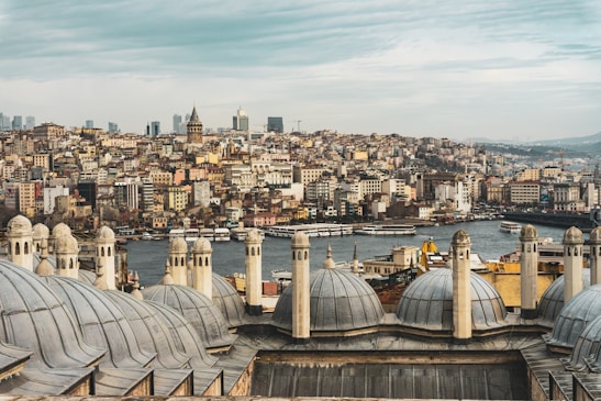 A panoramic view of Istanbul's skyline featuring historic landmarks.