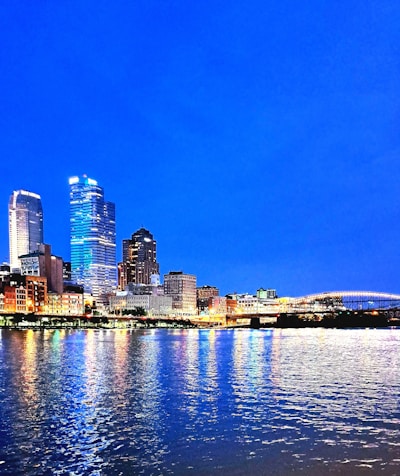 Elegant city skyline at dusk symbolizing financial growth and stability.