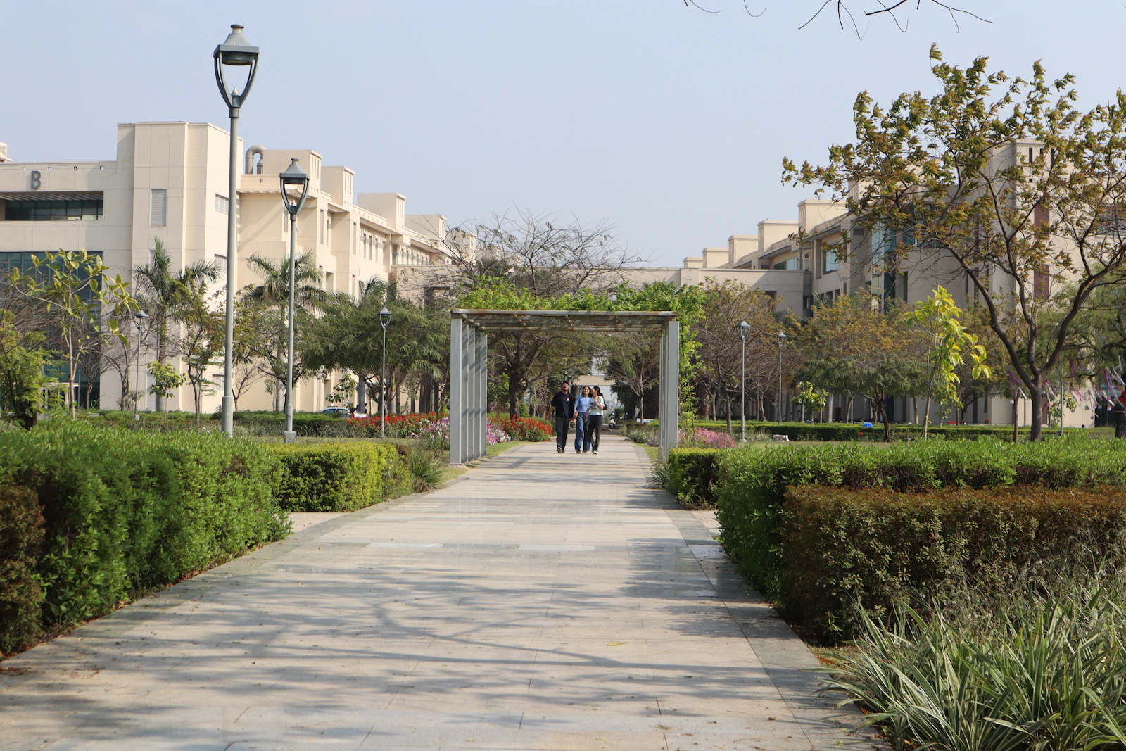Students walking across campus