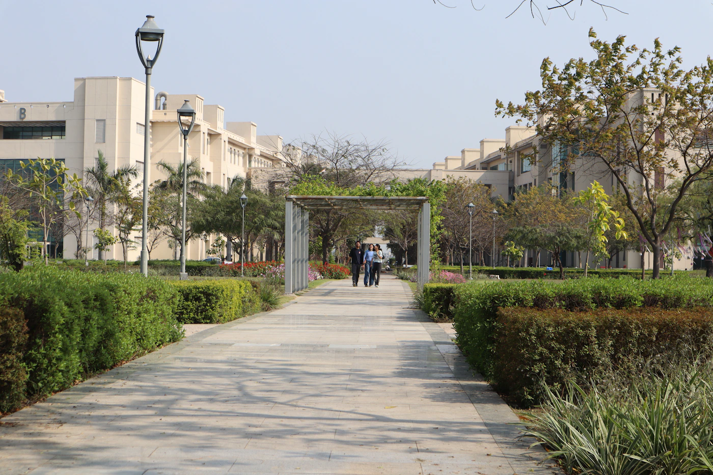 Students walking on an Indian university campus during college admission season