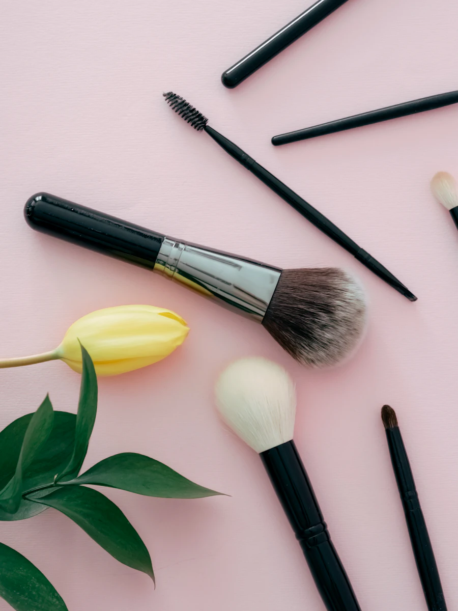 Pigment brushes and precision tools from a microblading kit