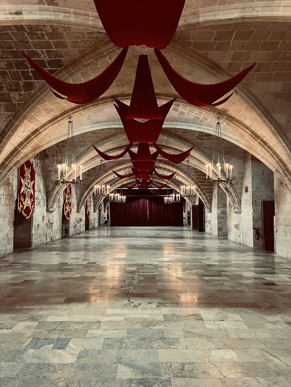 a very large room with a very long ceiling