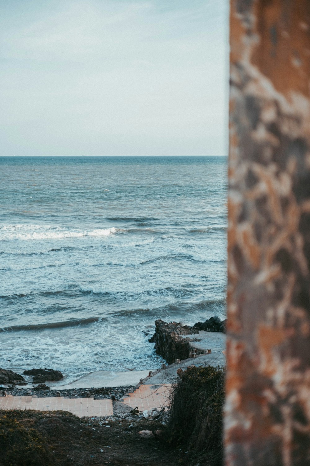 a view of a body of water from a window