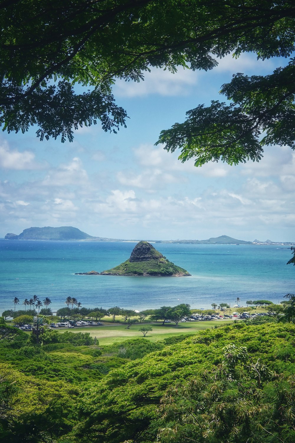 a small island in the middle of a large body of water