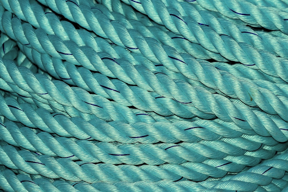 a close up view of a blue rope