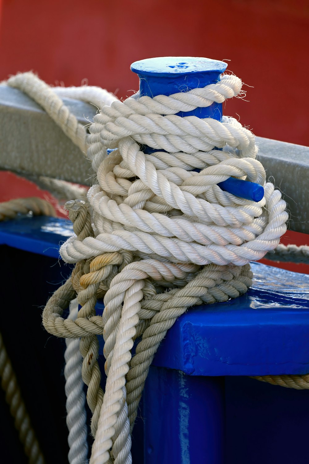 a close up of a rope on a boat