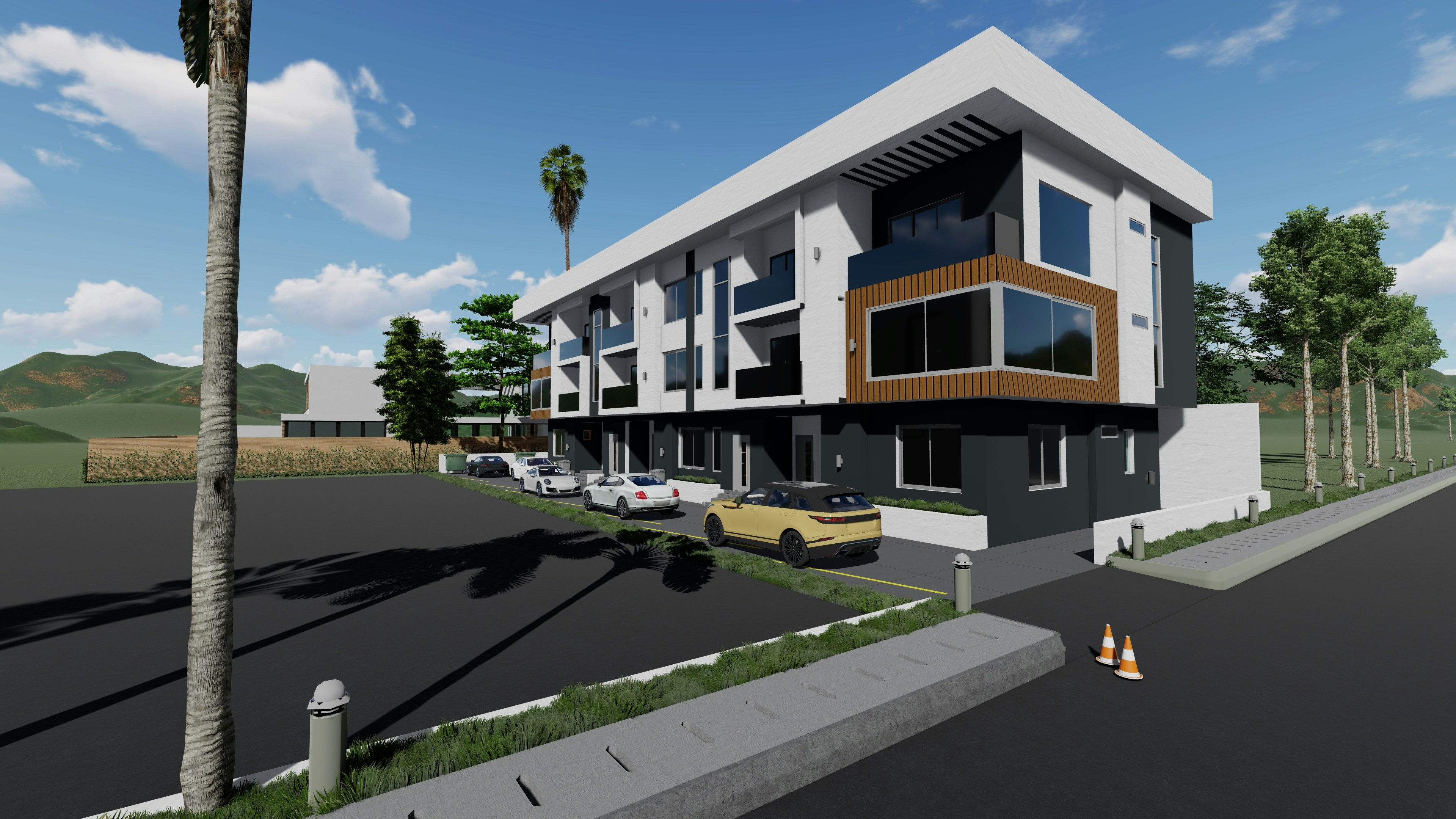 Modern Florida residential property with architectural details and bright exterior in a quiet neighborhood