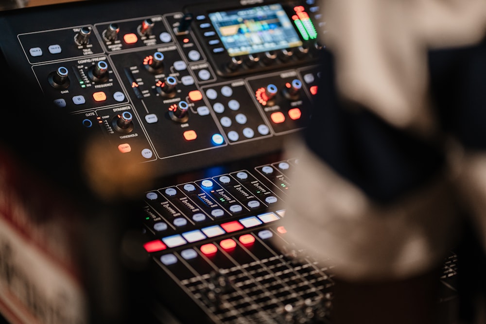 a close up of a control panel in a room