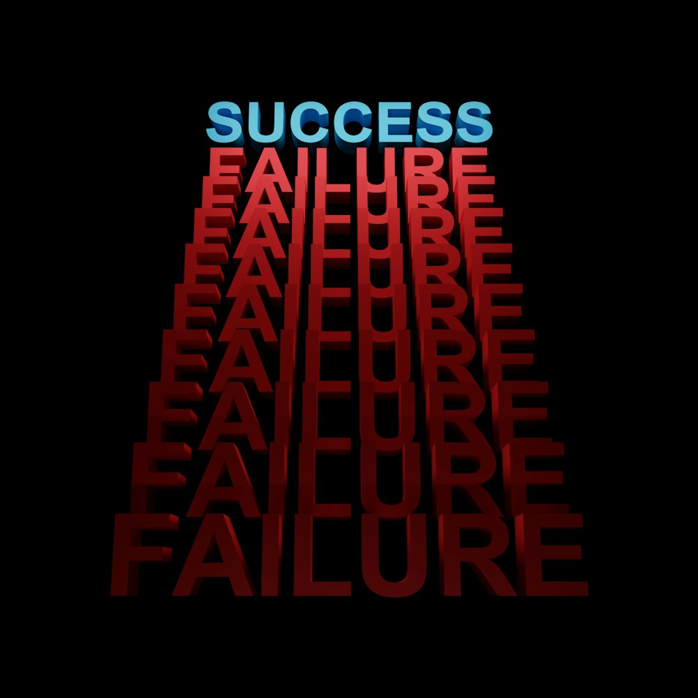 the words success and failure are arranged in a pyramid