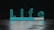 The word 'Life' is displayed in large, glowing teal letters above a horizontal progress bar that is partially filled. The background is dark with a reflective surface below the text and bar, creating a sense of depth and modernity.