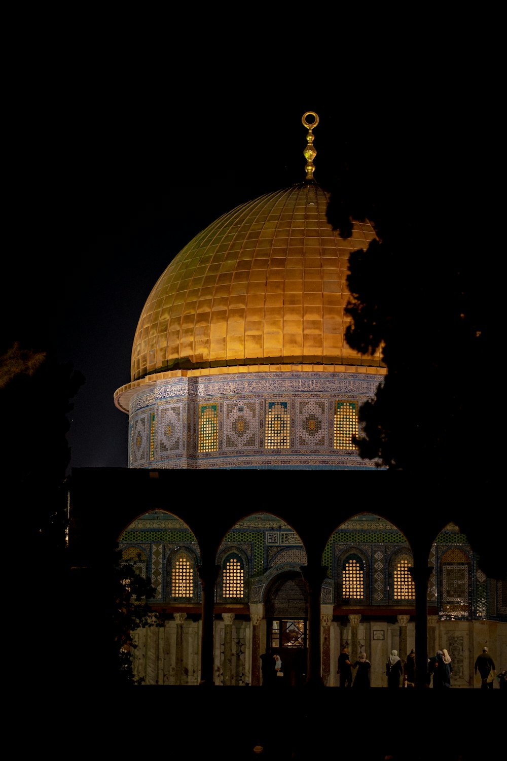 the dome of a building lit up at night