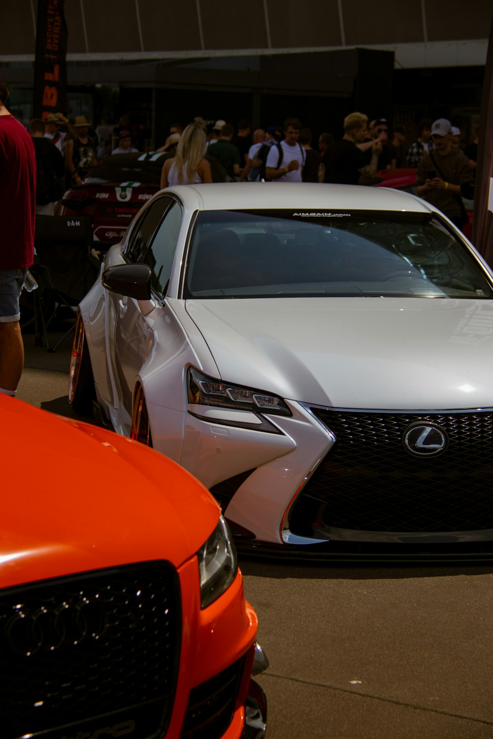 a couple of cars parked next to each other