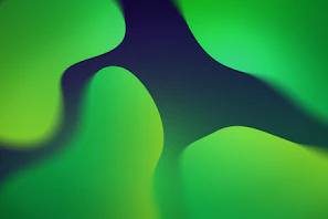 Abstract curved shapes in dark and light green hues blending softly against a deep navy background.