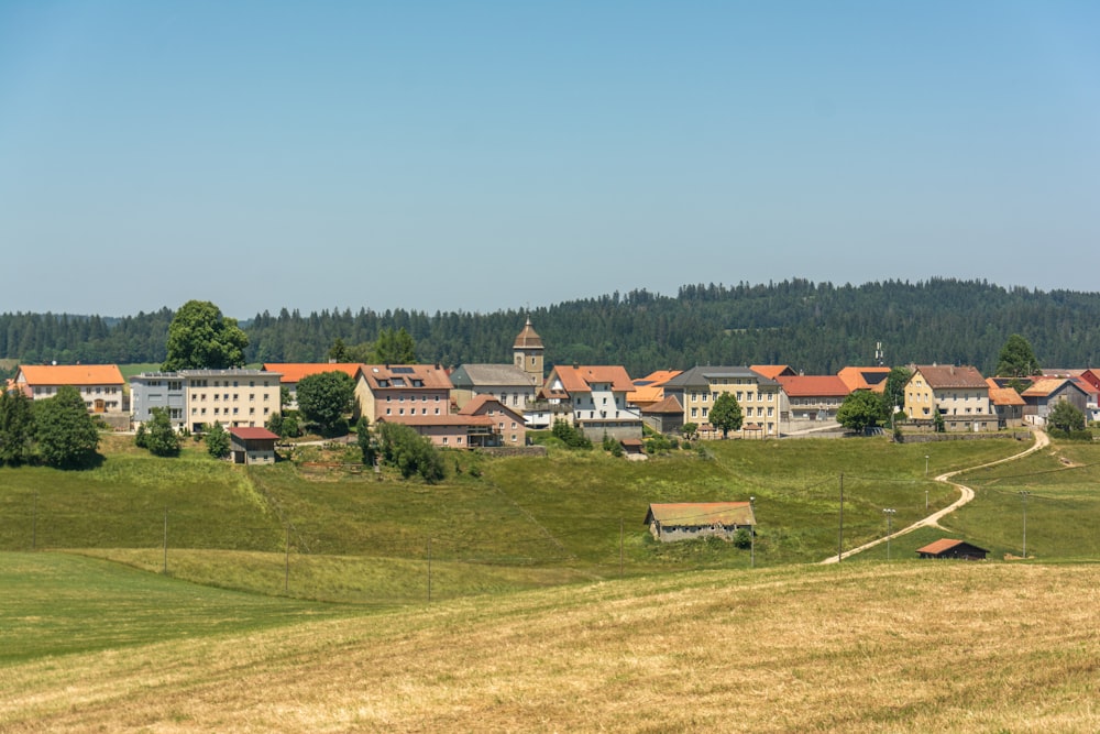 a small town in the middle of a field