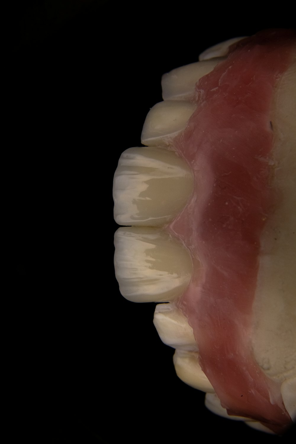 a close up of a tooth on a black background