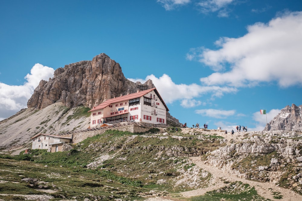 a group of people standing on top of a mountain