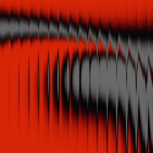 A sleek, abstract fusion of Japanese woodblock waves and Nigerian geometric patterns in crimson and white on a deep black background.