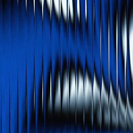 Abstract waveform visualization in navy and royal blue tones on a clean white background.