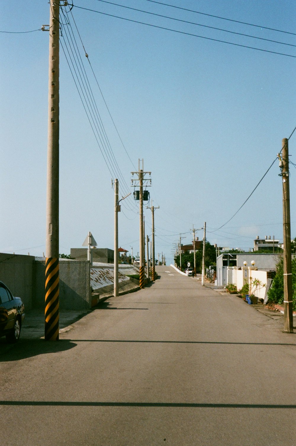 a car is parked on the side of the road