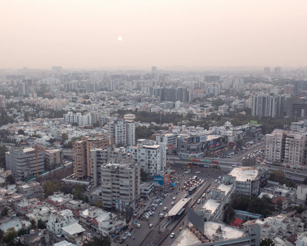 Ahmedabad from above at dusk