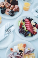 A selection of breakfast items arranged beautifully on a table.