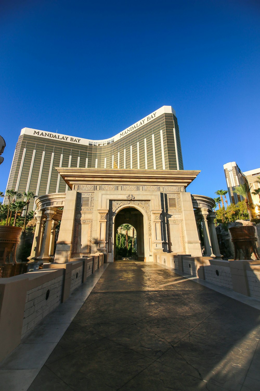 a very tall building with a very tall entrance