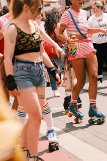 A lively group of skaters of all ages enjoying a sunny day at the Hasharon roller rink.