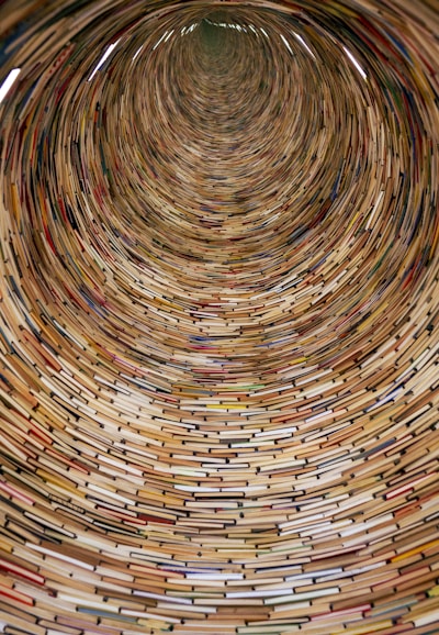 a very large circular object made out of books