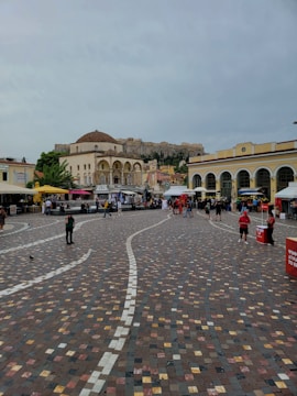 A lively Italian piazza with children enjoying gelato and street performers.