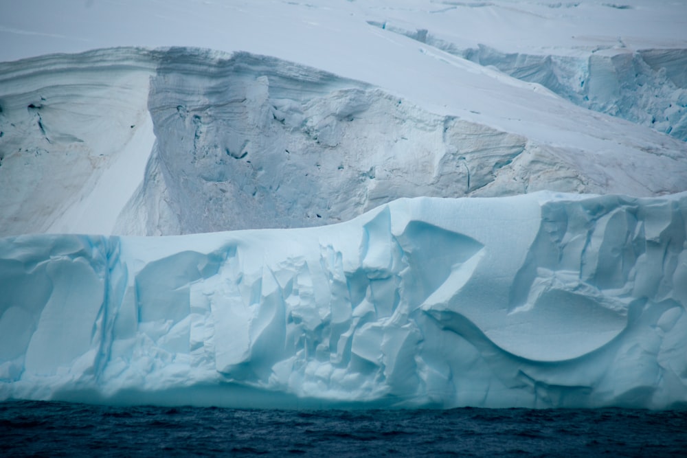 a large iceberg in the middle of a body of water