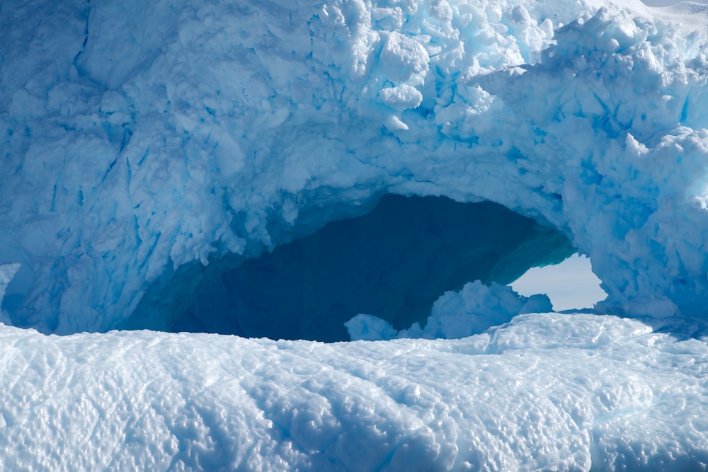 a large ice cave in the middle of the ocean