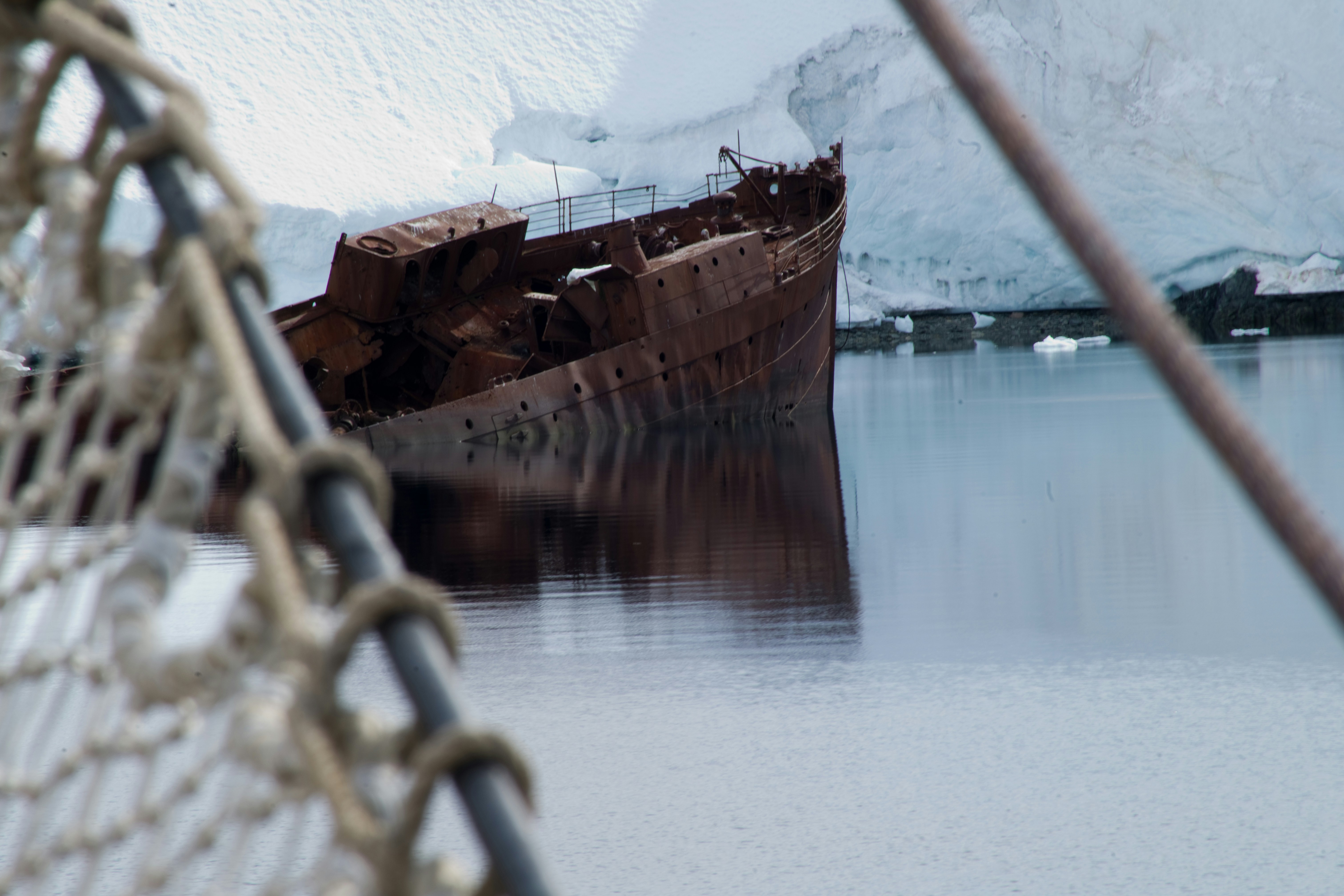 An old rusty boat sitting in a body of water photo – Free Blue Image on ...