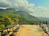 An outdoor terrace with beautiful views and comfortable seating for relaxation.