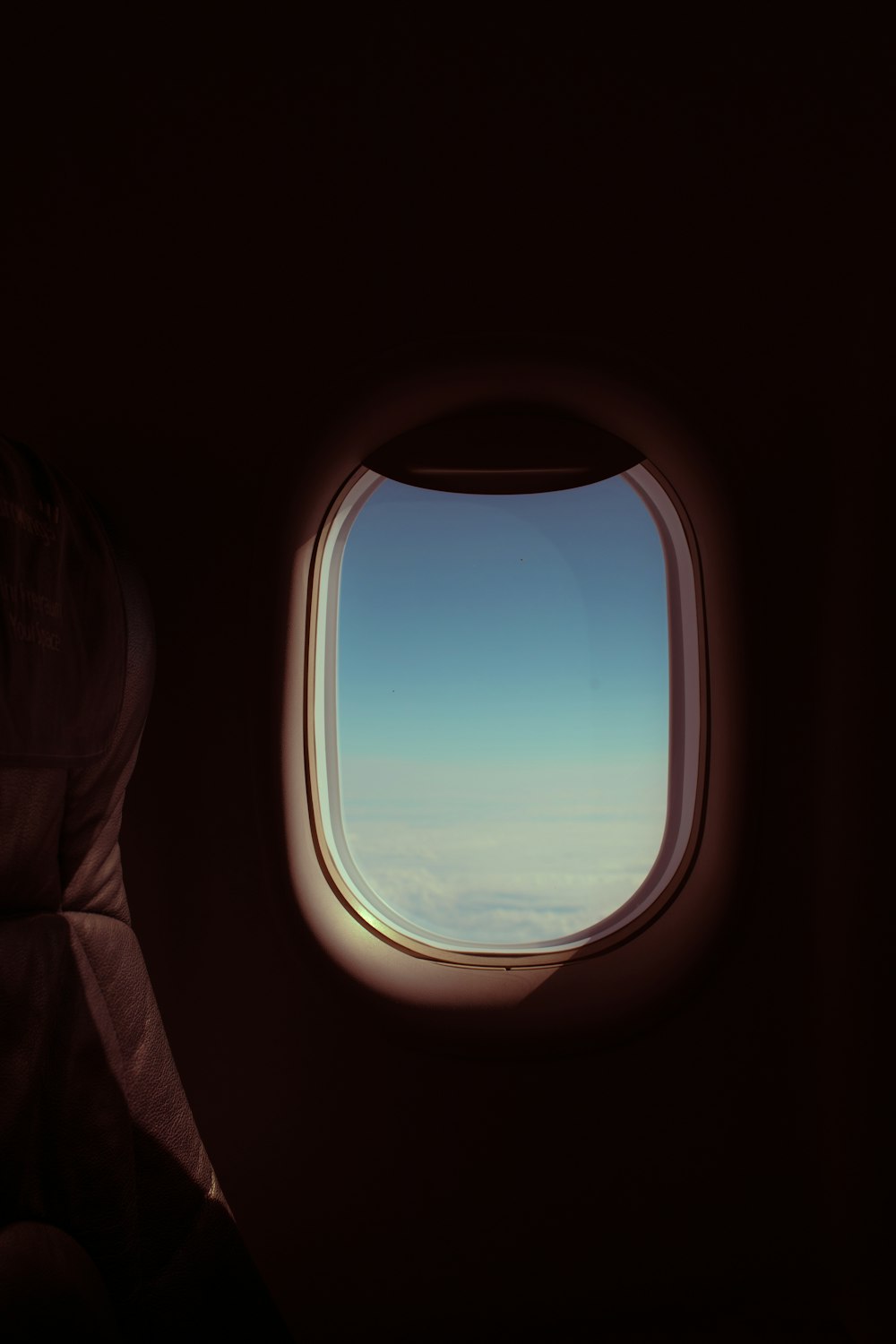 a view of the sky through an airplane window