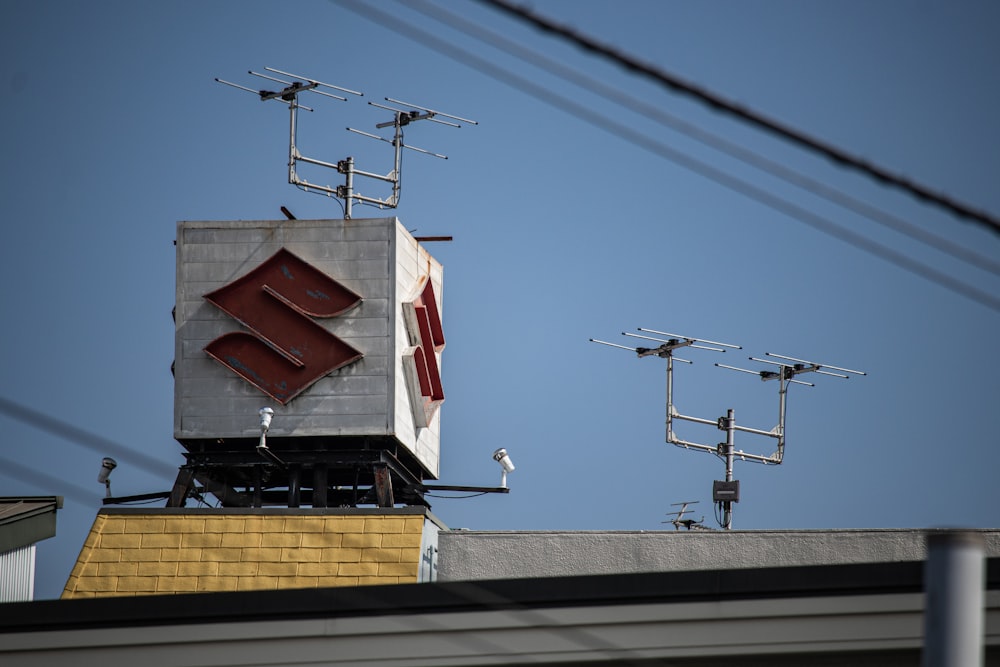 a building with a sign on top of it