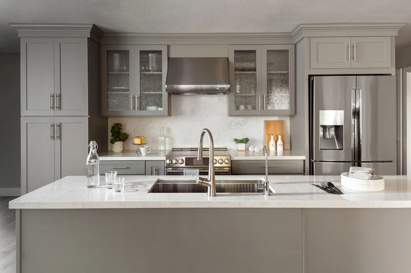 Kitchen with sink, refrigerator, stove and dishwasher
